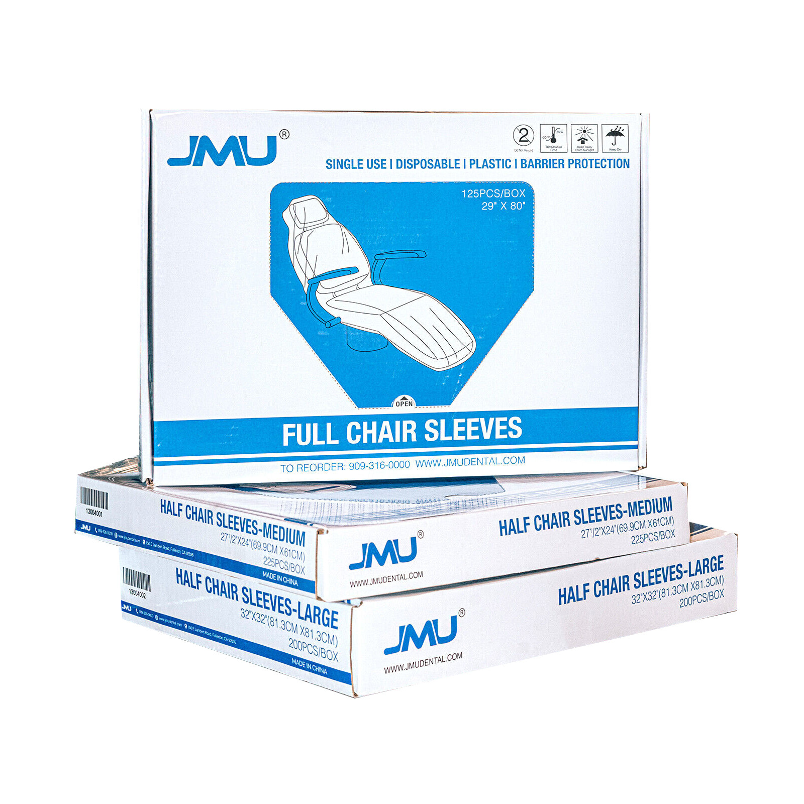 JMU Dental Chair Cover Half & Full Chair Durable Plastic Sleeves USA Stock