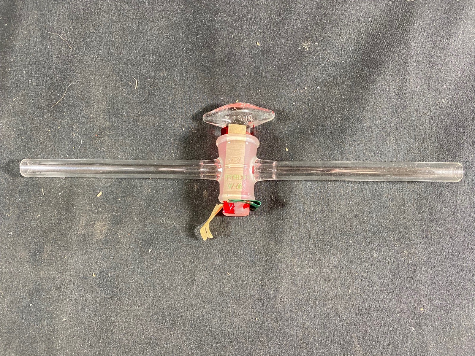PYREX V-6 High Vacuum Stopcock Straight 6mm Bore Hollow 290mm Length 12mm O.D.