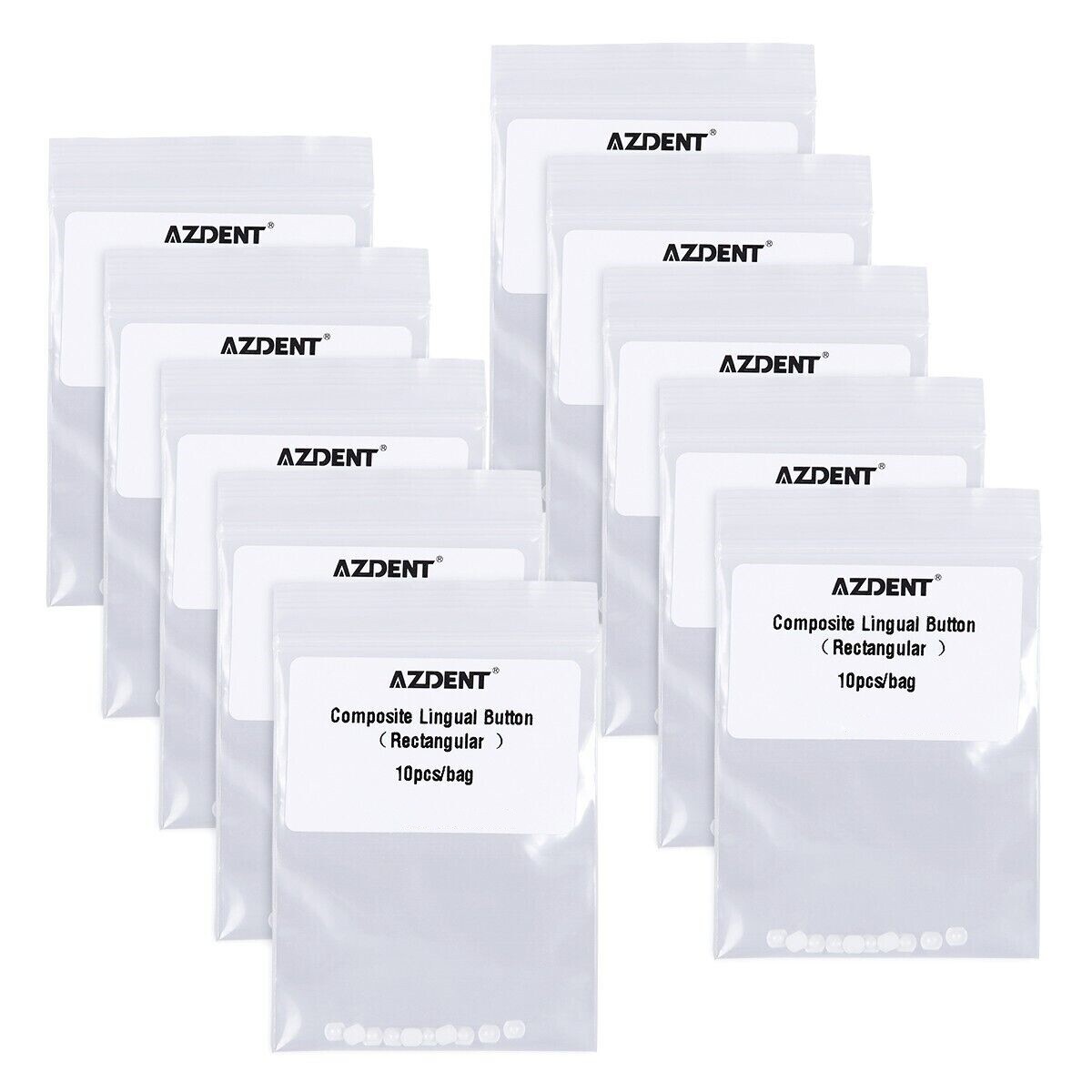 AZDEN Dental Orthodontic Ceramic Lingual Button Bondable Round Recctangular Base