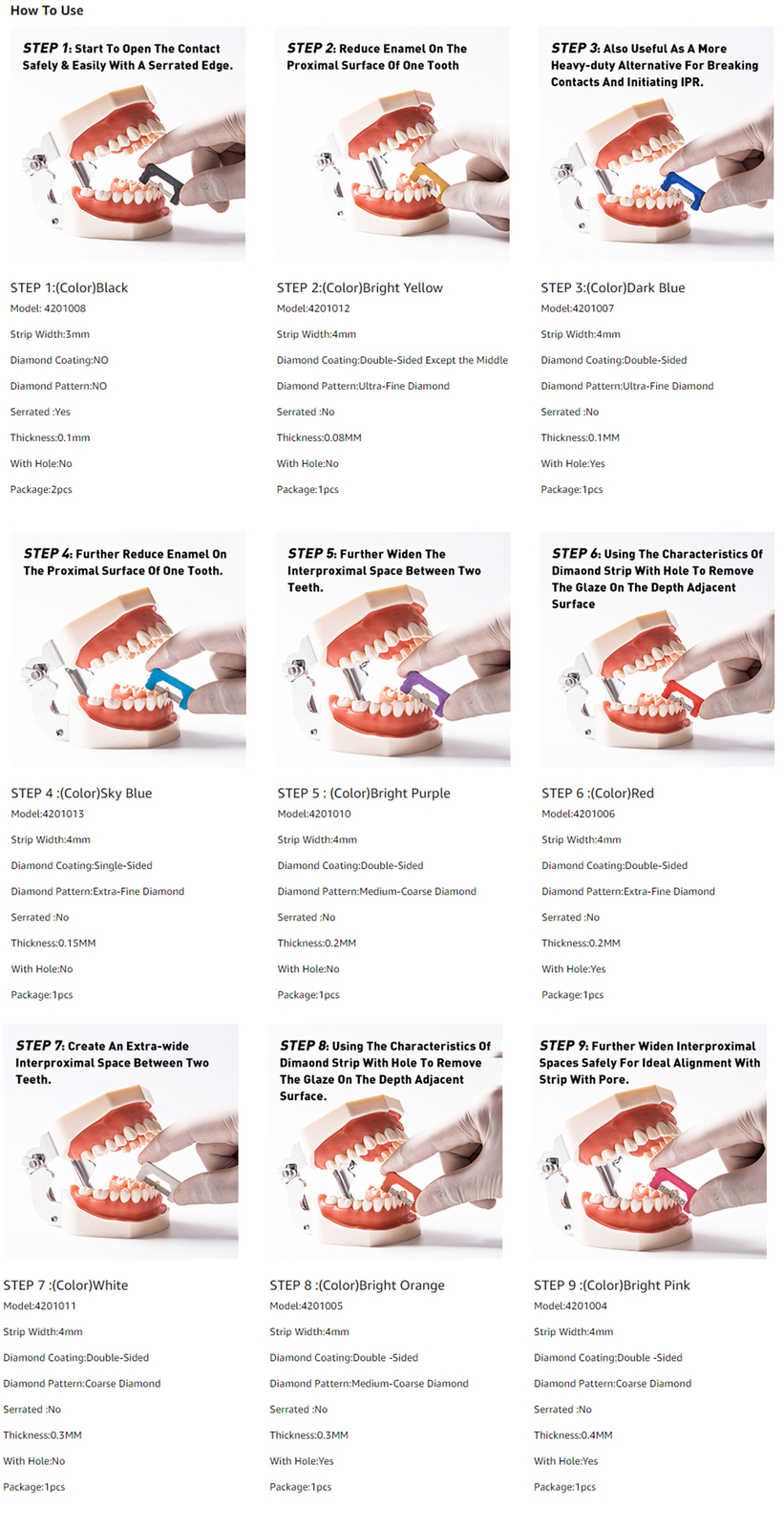 Dental Orthodontic IPR Reduction Strip Polishing saw Interproximal Enamel Strips