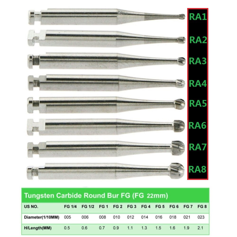 Dental Burs RA 1-8 Latch 2.35mm Carbide Bur Inverted Cone Prima CA Low Speed