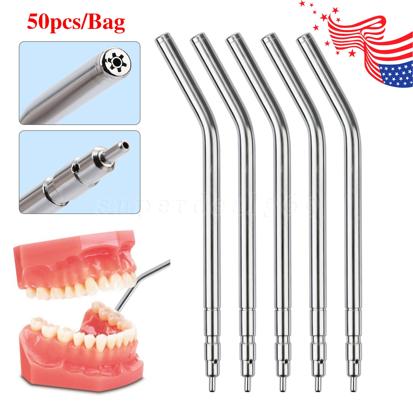 50x Dental Air Water Syringe Spray Nozzles 3-in-1 Alloy Tubes Tips Three Way SA