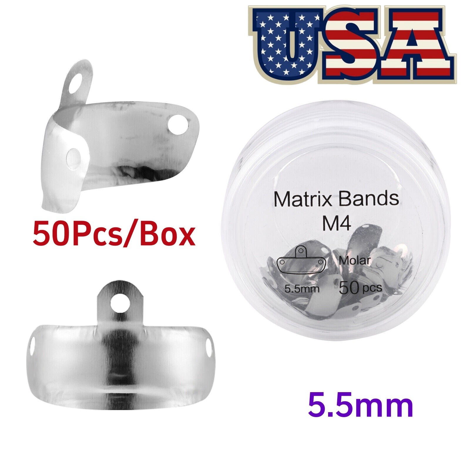 50Pc Dental Sectional Contoured System Matrix Bands M4 Metal Matrices Refill USA