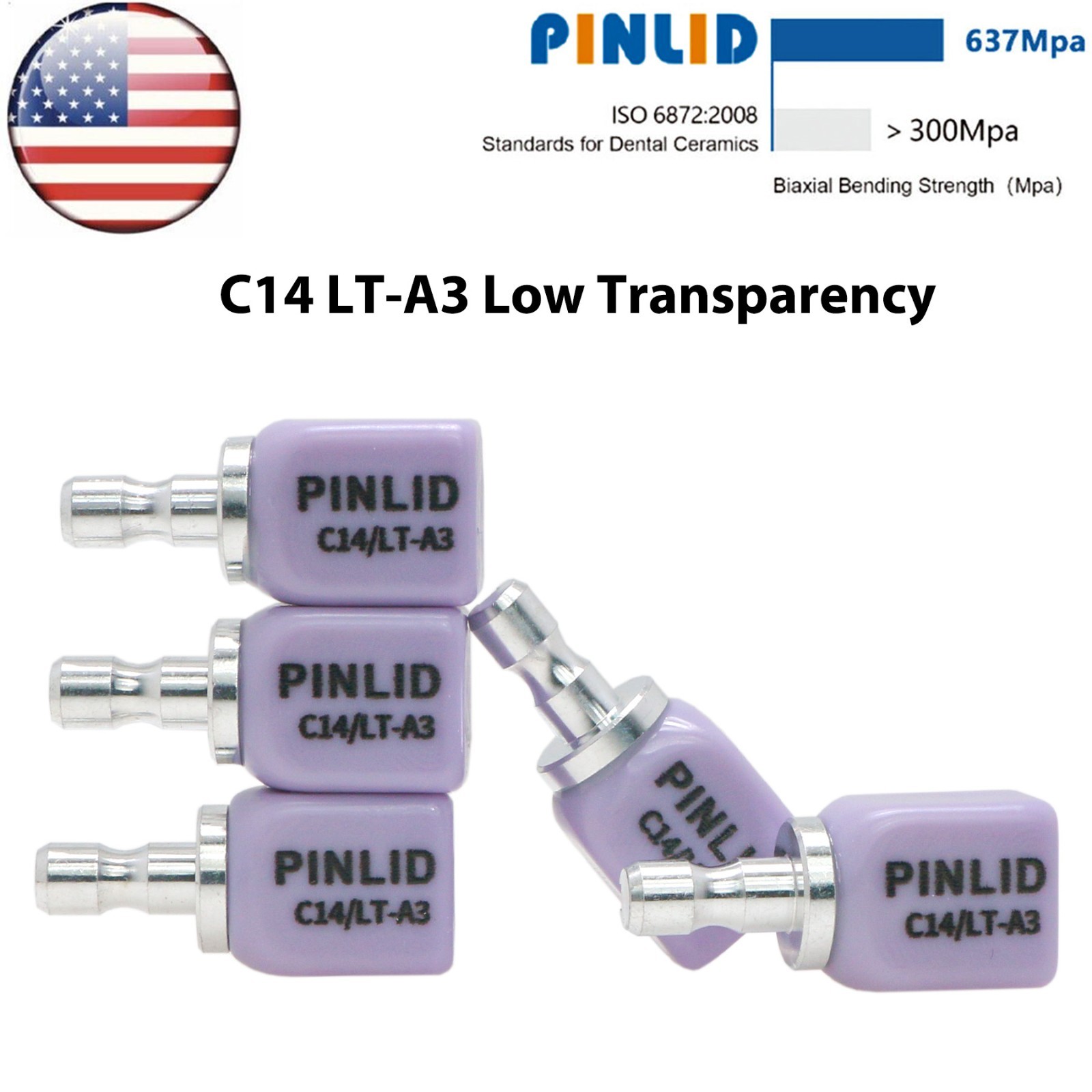US C14 LT Low Transparency Glass Ceramic Blocks Lithium Disilicate CAD/CAM Cerec