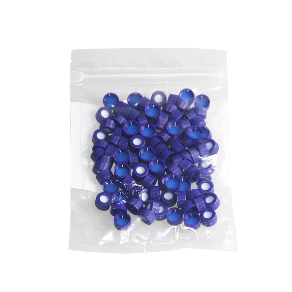 10000pcs Pre-Slit 9-425 Screw-Top Thread Caps 9mm Blue PTFE/White Silicone Septa
