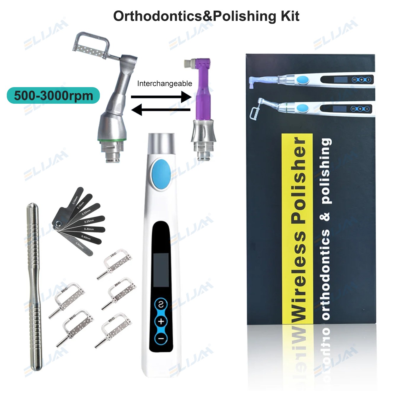 Dental Electric Wireless Polisher IPR System Ruler Prophy Angles Disc Handpiece