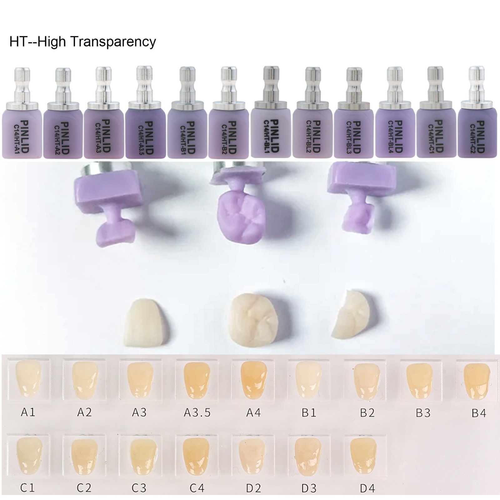 C14 Dental Emax Ceramic Blocks Lithium Disilicate Blocks CAD/CAM CEREC 5pcs/Box