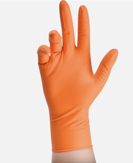 SureCare® LARGE 8 Mil Diamond Textured Orange Nitrile Sure-Tac Gloves (500)