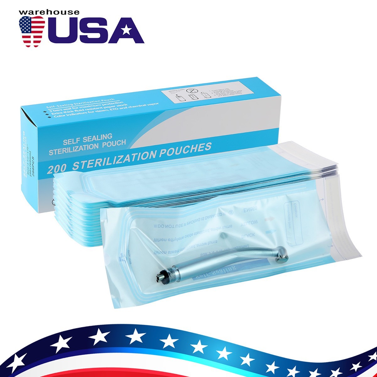 200/Box Medical Dental Self Sterilization Pouches Pouch Autoclave Tattoo Bags