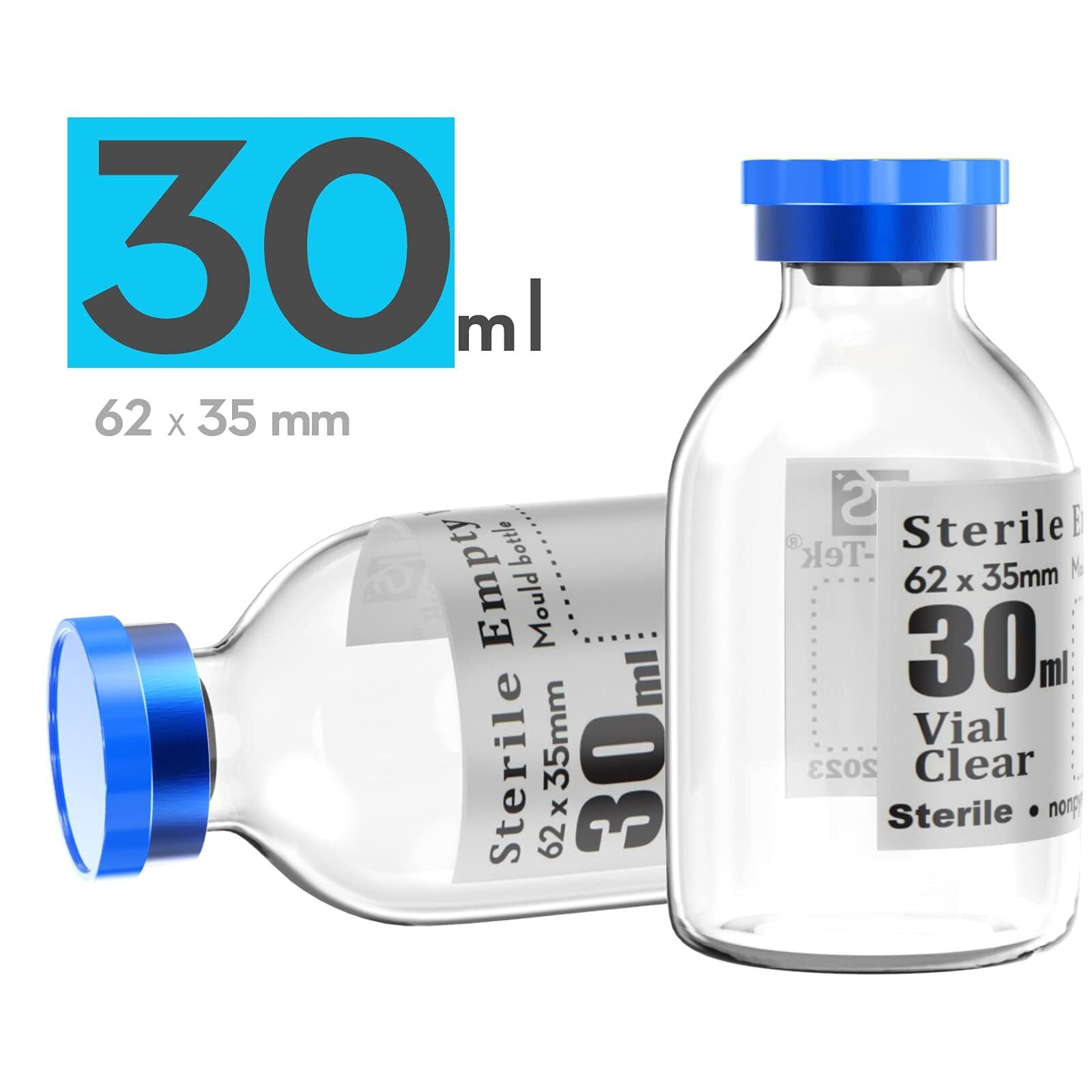 30ml Glass Teartop Vials with Aluminum Cap Sterile Injection Port 10pcs Box