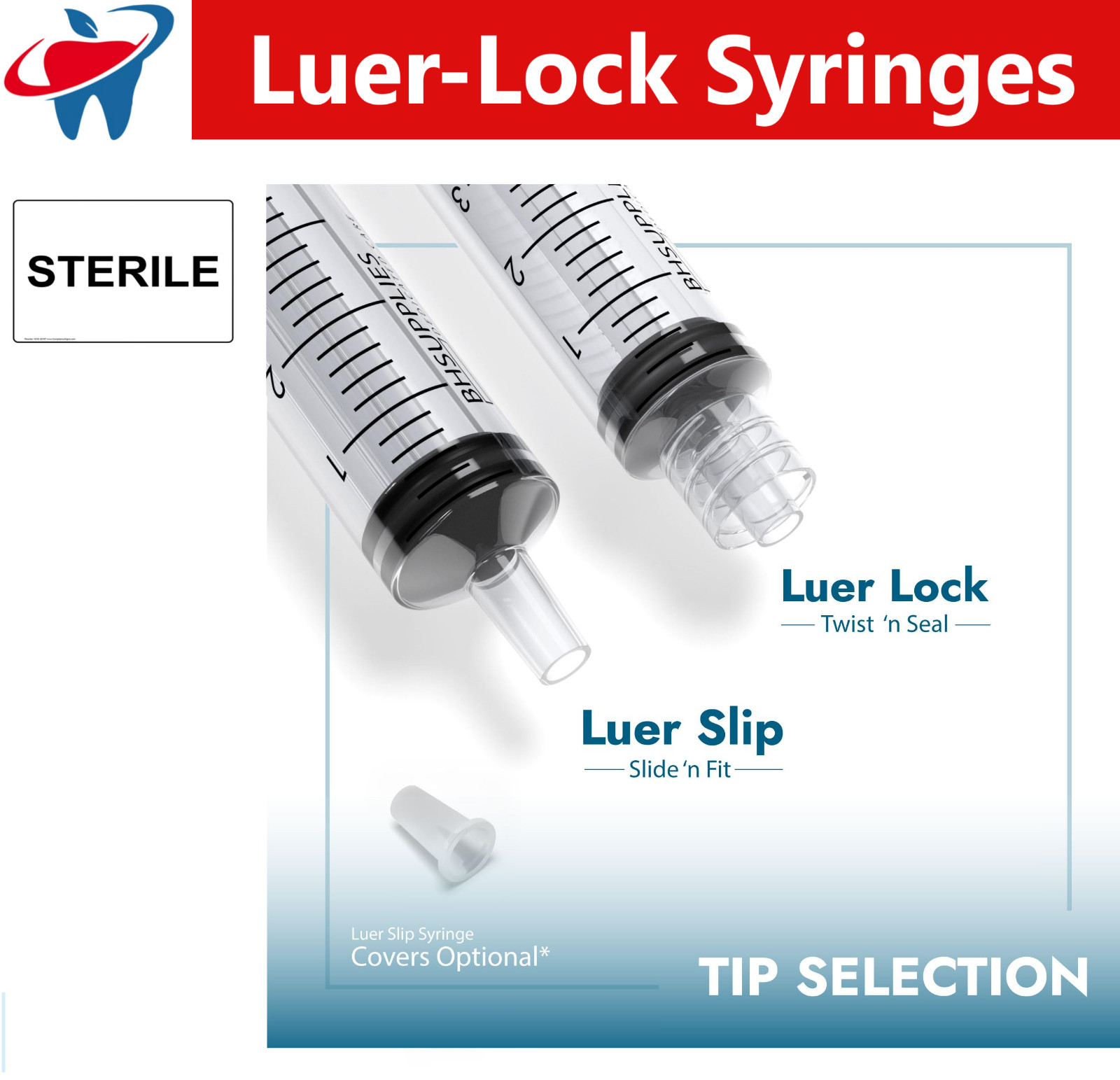 1ml / 1cc Syringe (No Needle), Luer Slip Luer-Lock Syringes, 1ml, 3-part Sterile