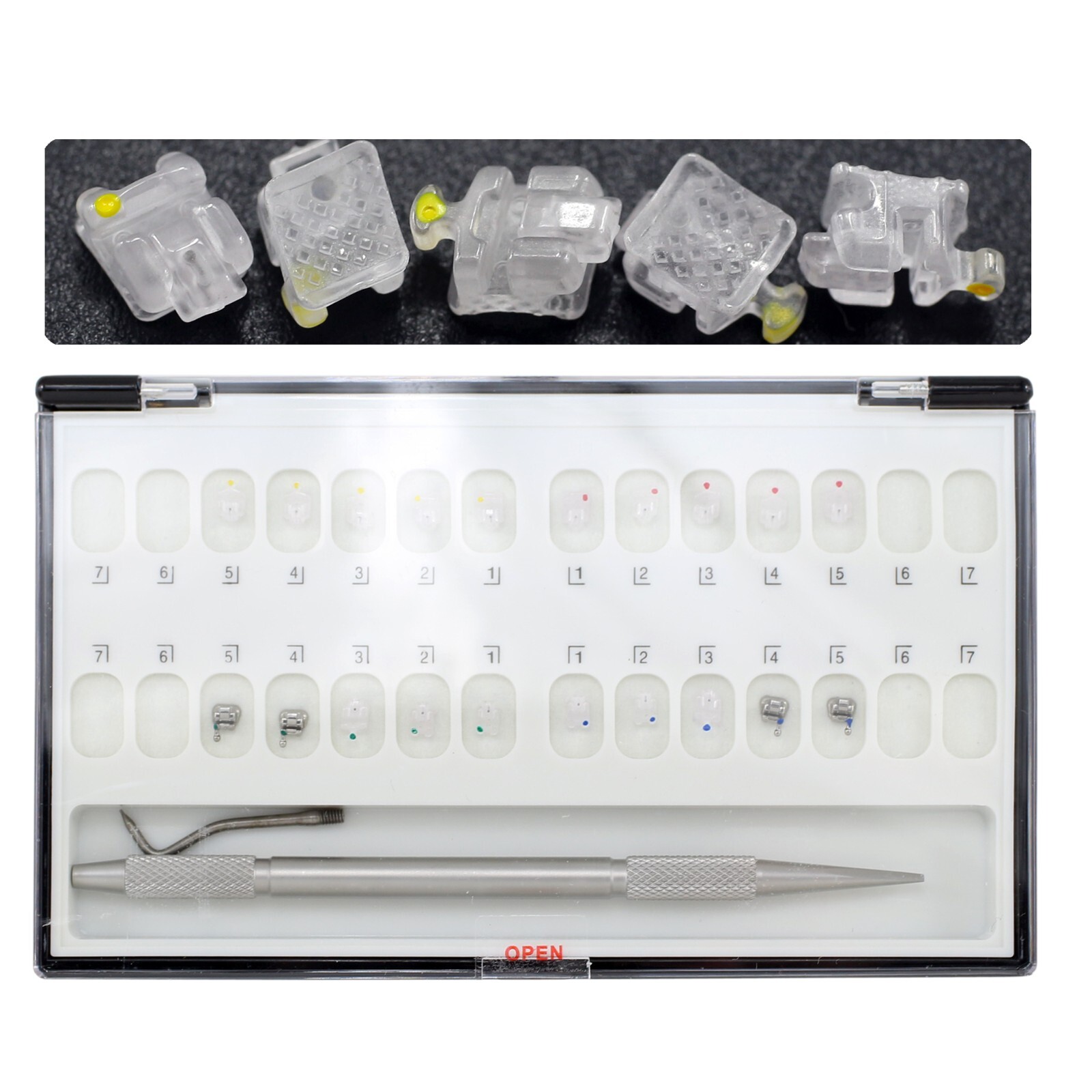 Dental Orthodontic Self Ligating Ceramic Brackets Roth MBT 022 345 Hooks 5-5