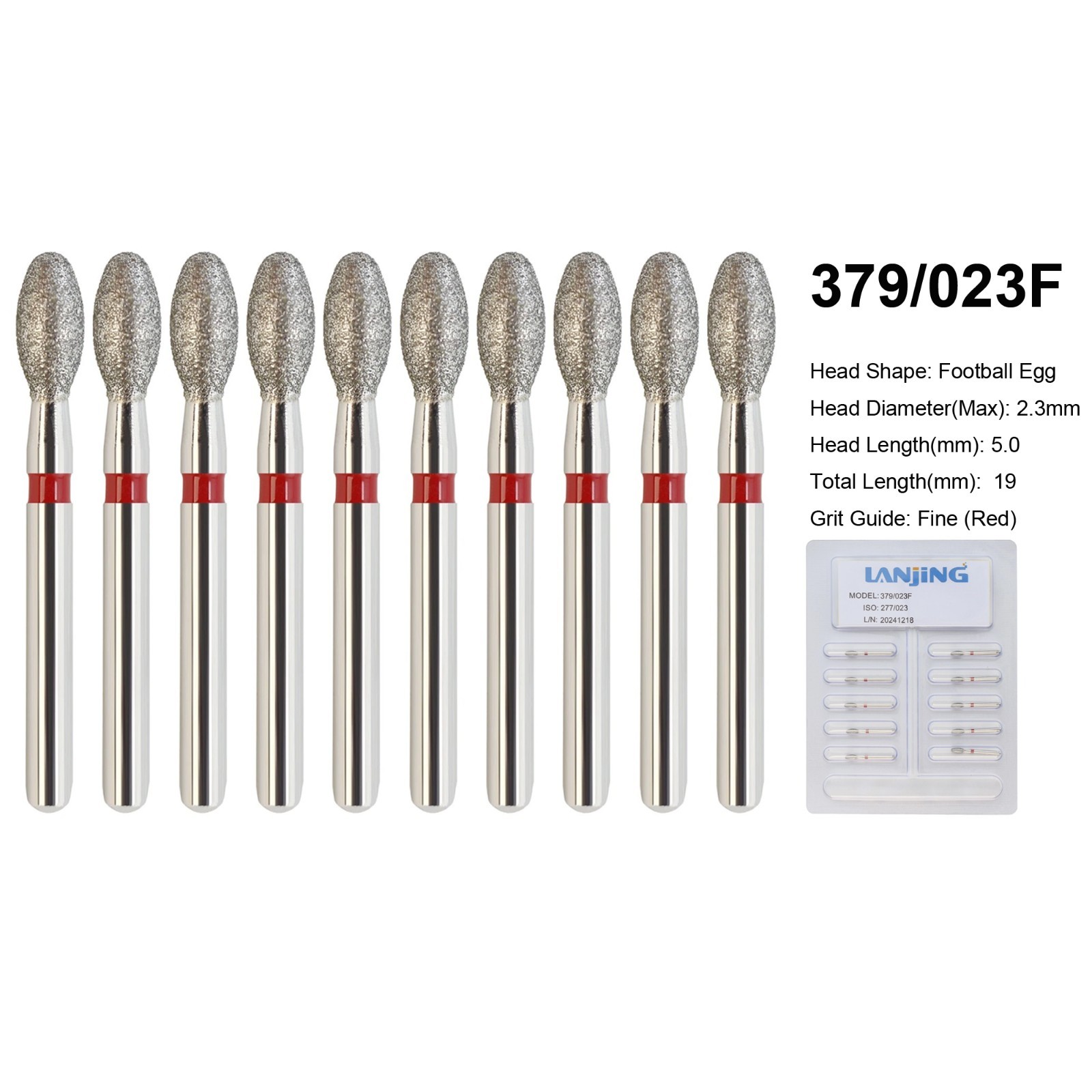 Dental Bur Diamond Burs FG High Speed Round End Taper Cylinder Football Barrel
