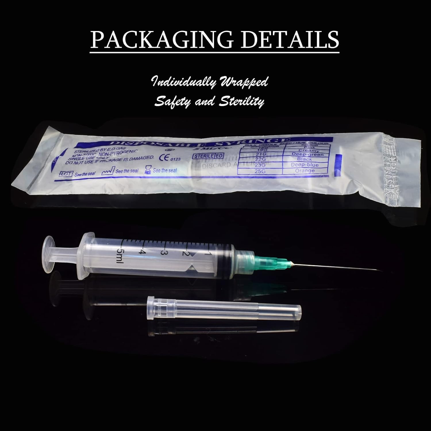 5Ml with 21 Ga 1.5 Inch Luer Lock, Individually Wrapped 20 Pack