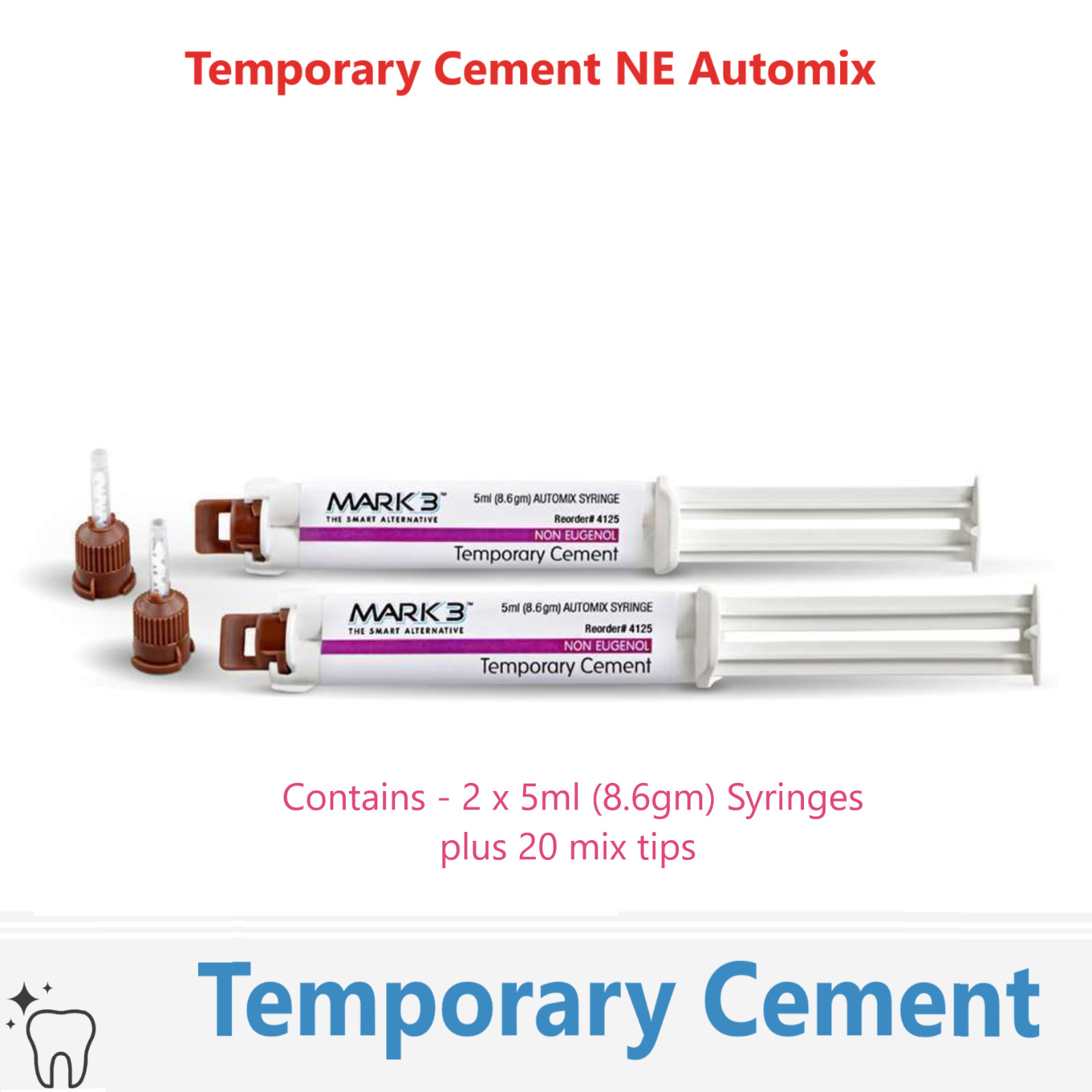 Dental Temporary Cement Clear NE Automix Crown Bridge Cement, Eugenol-free 02/28