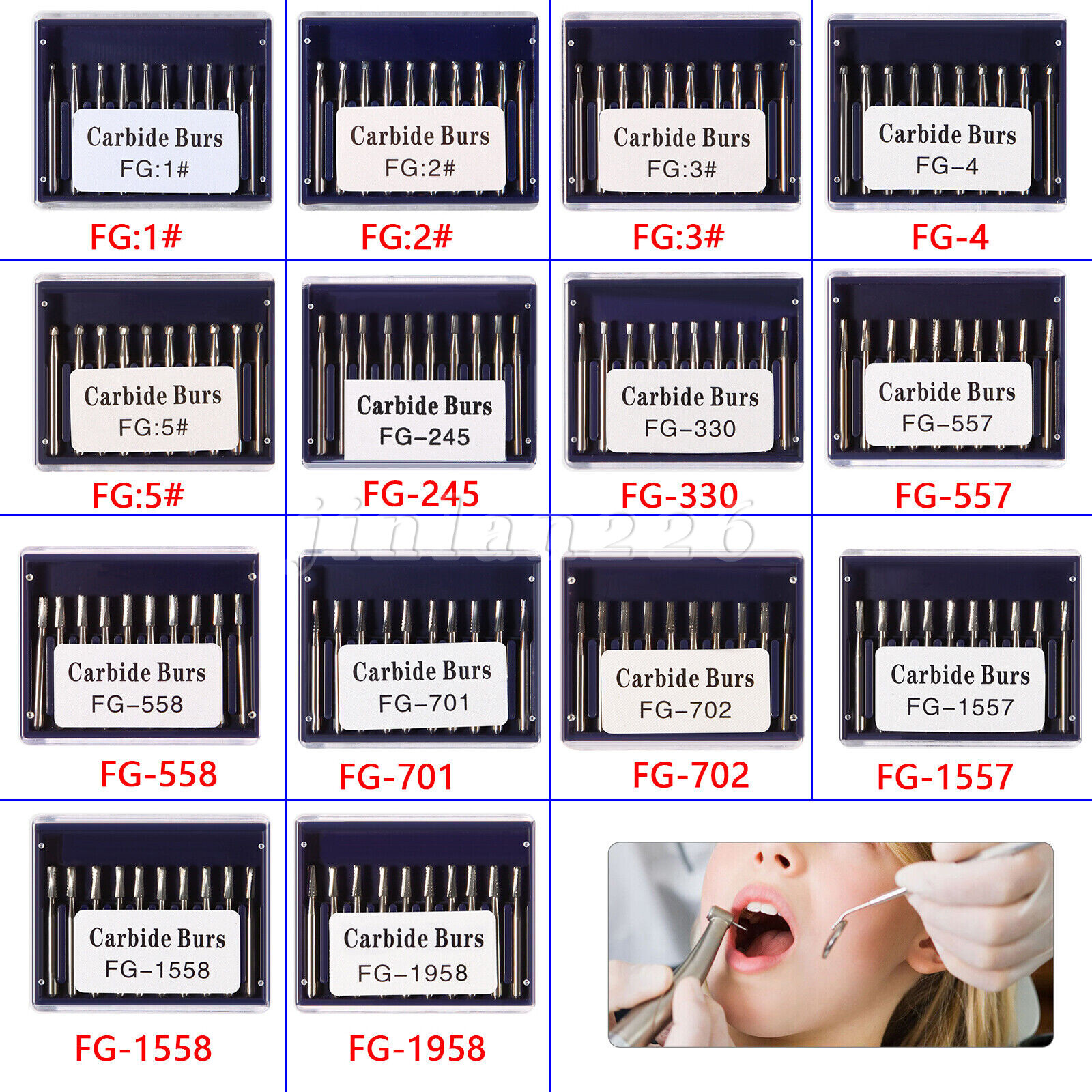 10PCS/PACK Dental Tungsten Carbide Tungsten Steel Burs for High Speed Handpiece