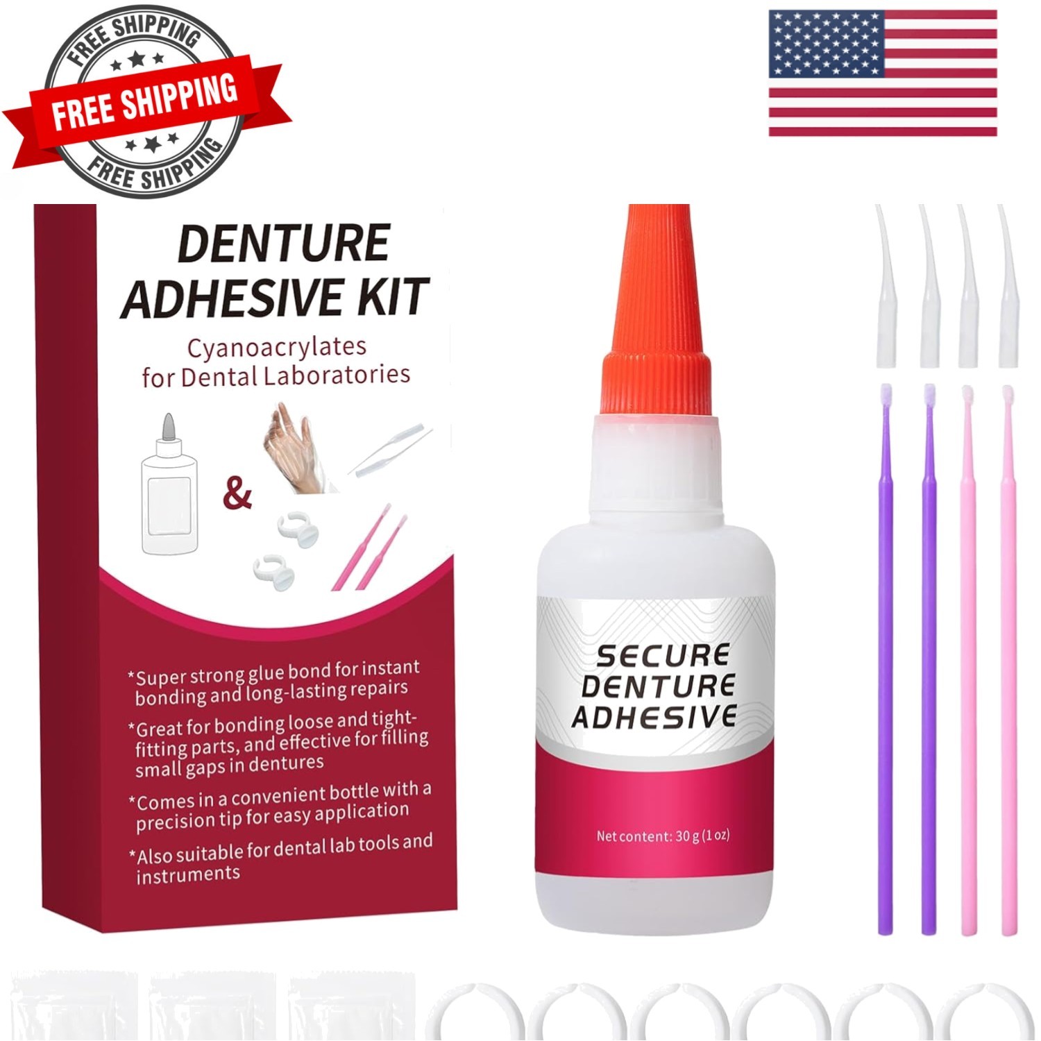 Dental Lab Instant Bonding Dental Glue 1oz, Repair Cracks & Secure Loose Teet…