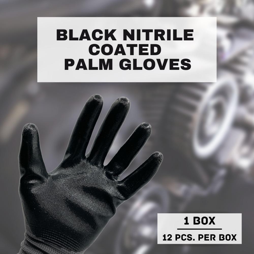 12-24 Black Nitrile Coated Plam Nylon Industrial Work Non-Disposable Gloves