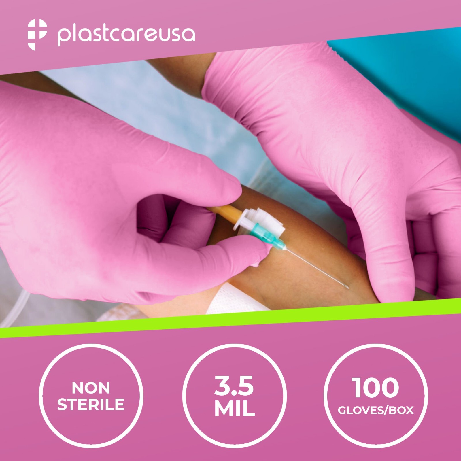 Pink Nitrile Exam Gloves – Various Sizes – Powder & Latex Free (Medical Grade)