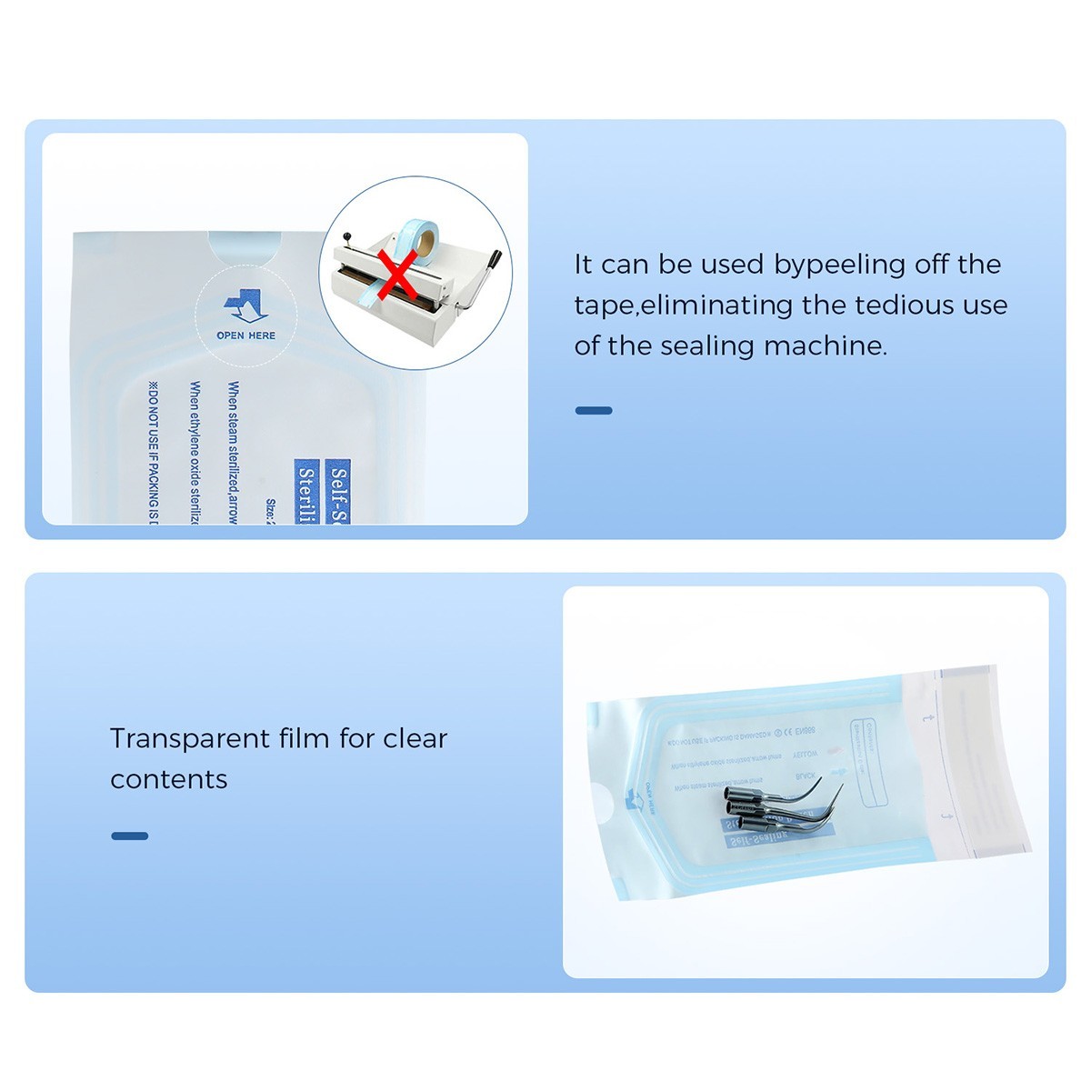 200pcs Dental Self-sealing Sterilization Autoclave Pouches Bags Nail Art Tool