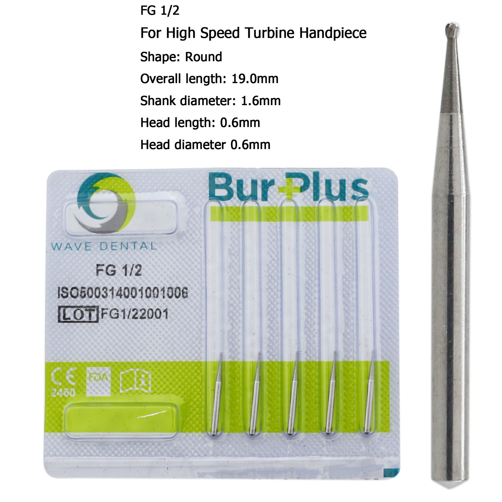 Wave Dental Carbide Burs Round Bur FG 330 1/4 2 6 8 557 High Speed Friction Grip