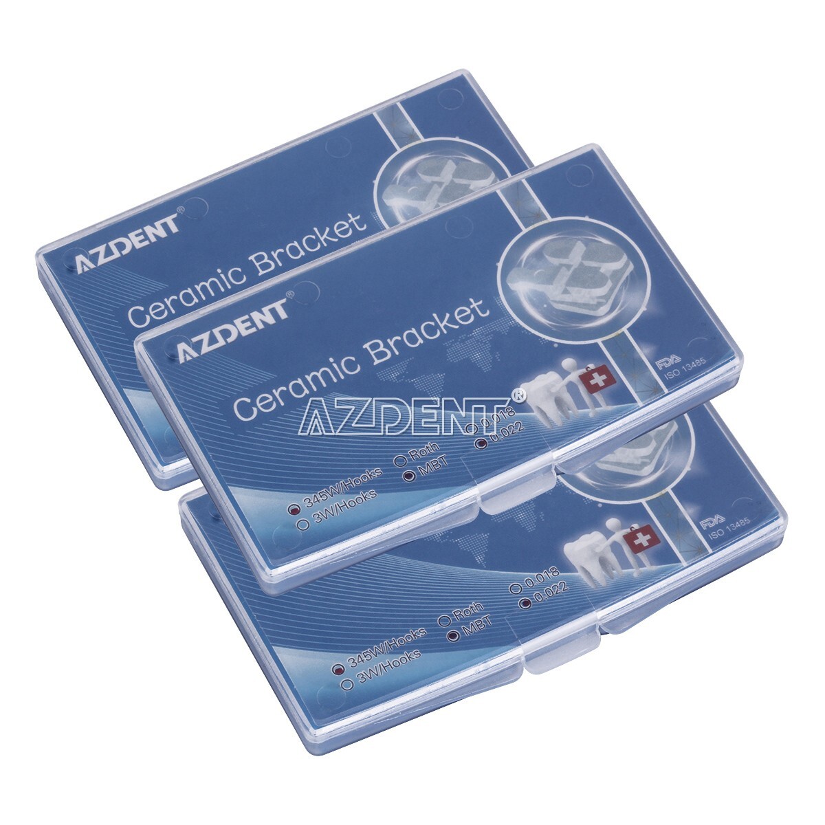 AZDENT Dental Ceramic Brackets Orthodontic Braces Roth.022 345 Hooks 20pcs /kit
