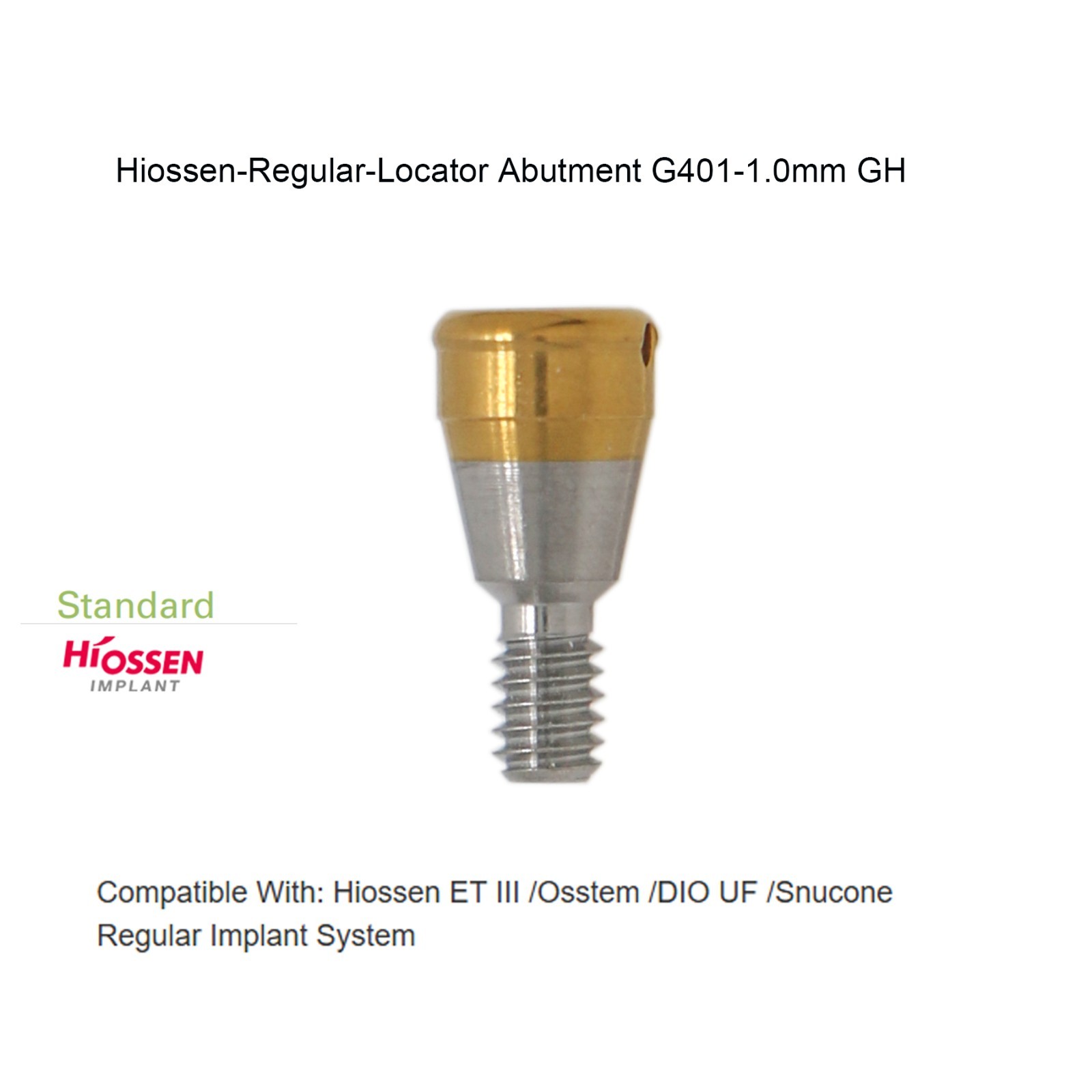 Locator abutment W/Male cap Inserts For DIO UF(ll) Novaloc Fixture Regular 1-7mm