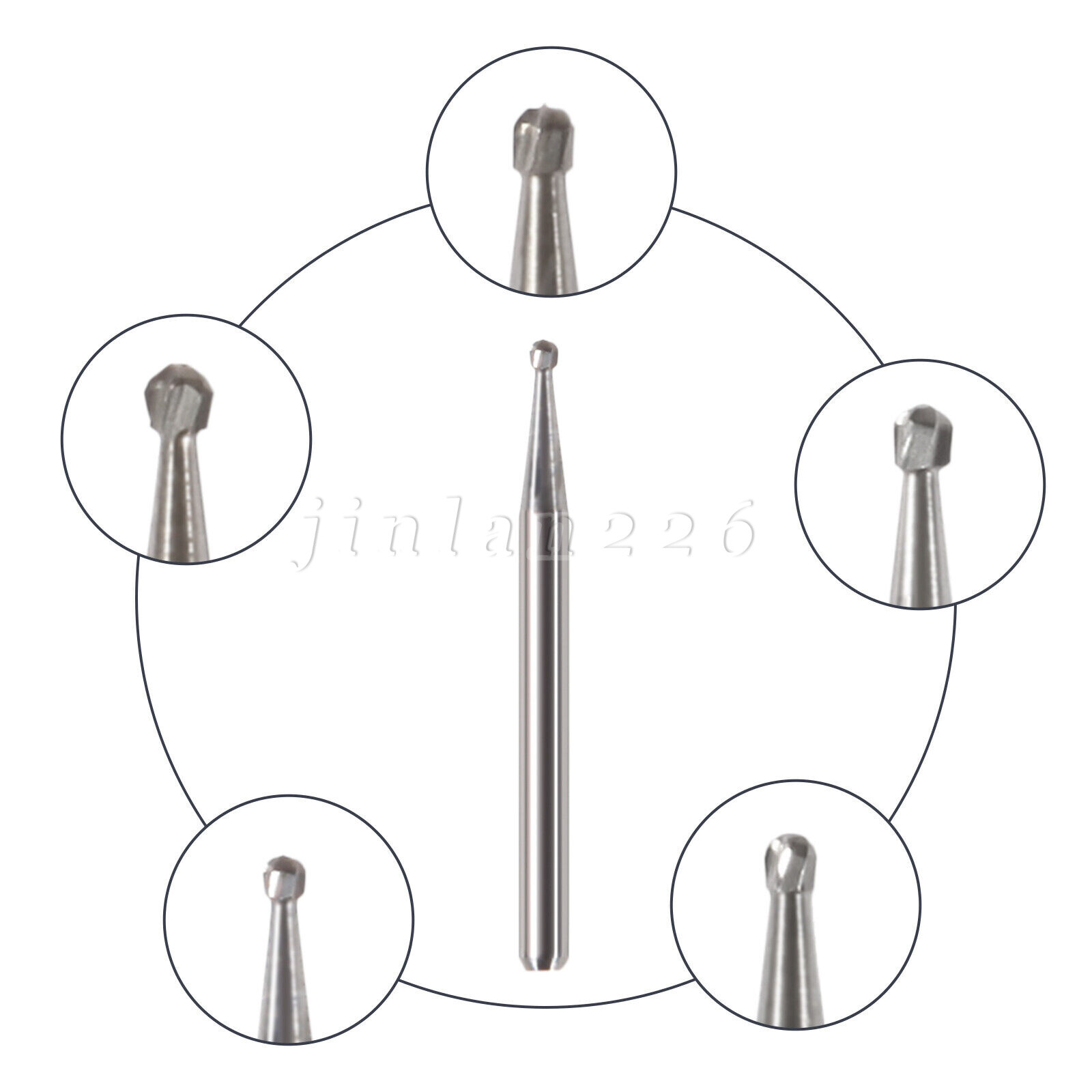 10 pcs High Speed Carbide Dental Bur Burs Friction Inverted Cone