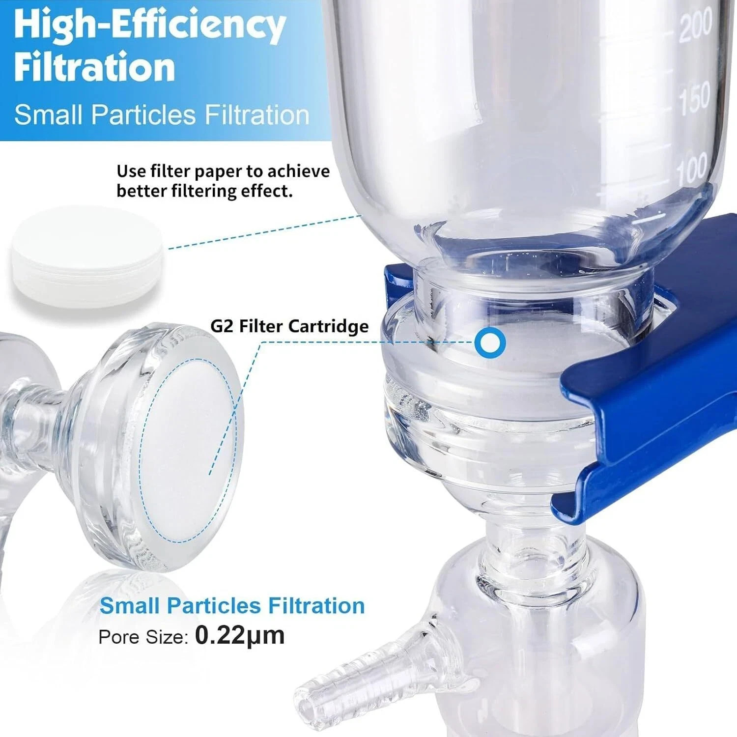 1000mL Lab Vacuum Filtration Flask Glass Filtration Device Kit Base Funnel Clamp
