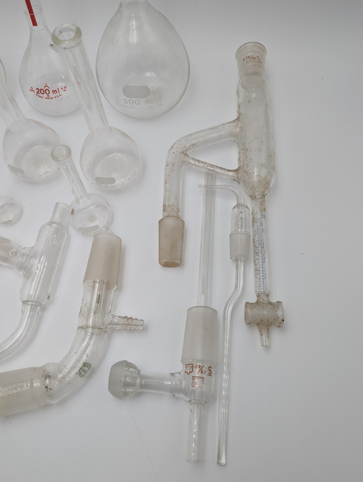 22 Piece Lot Lab Glassware PYREX 500-10 mL Boilng Flasks Scientific Equipment