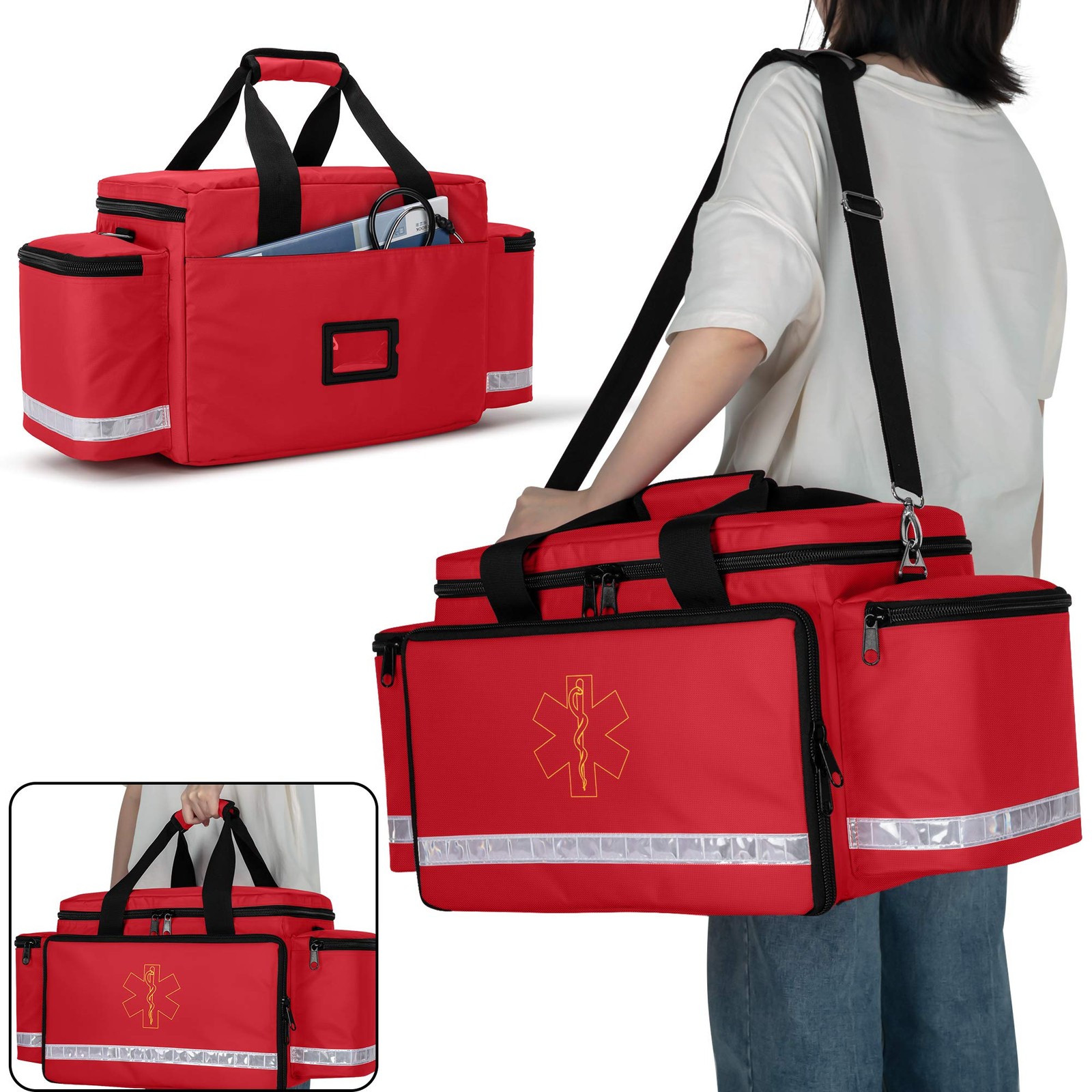 Trunab Emergency Responder Trauma Bag Empty, 1 Count (Pack of 1), Red
