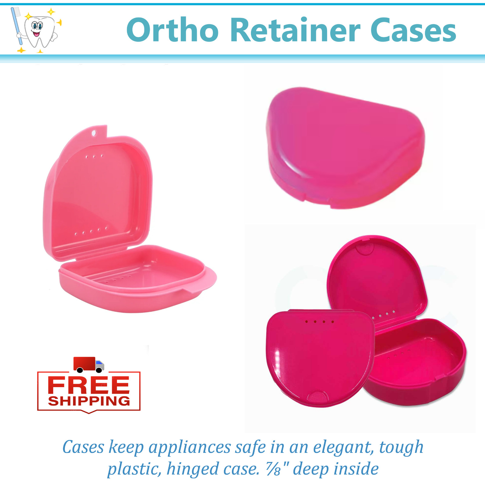 Dental Retainer Box Orthodontic Appliance Guard Snap closure, Up to 200/Case