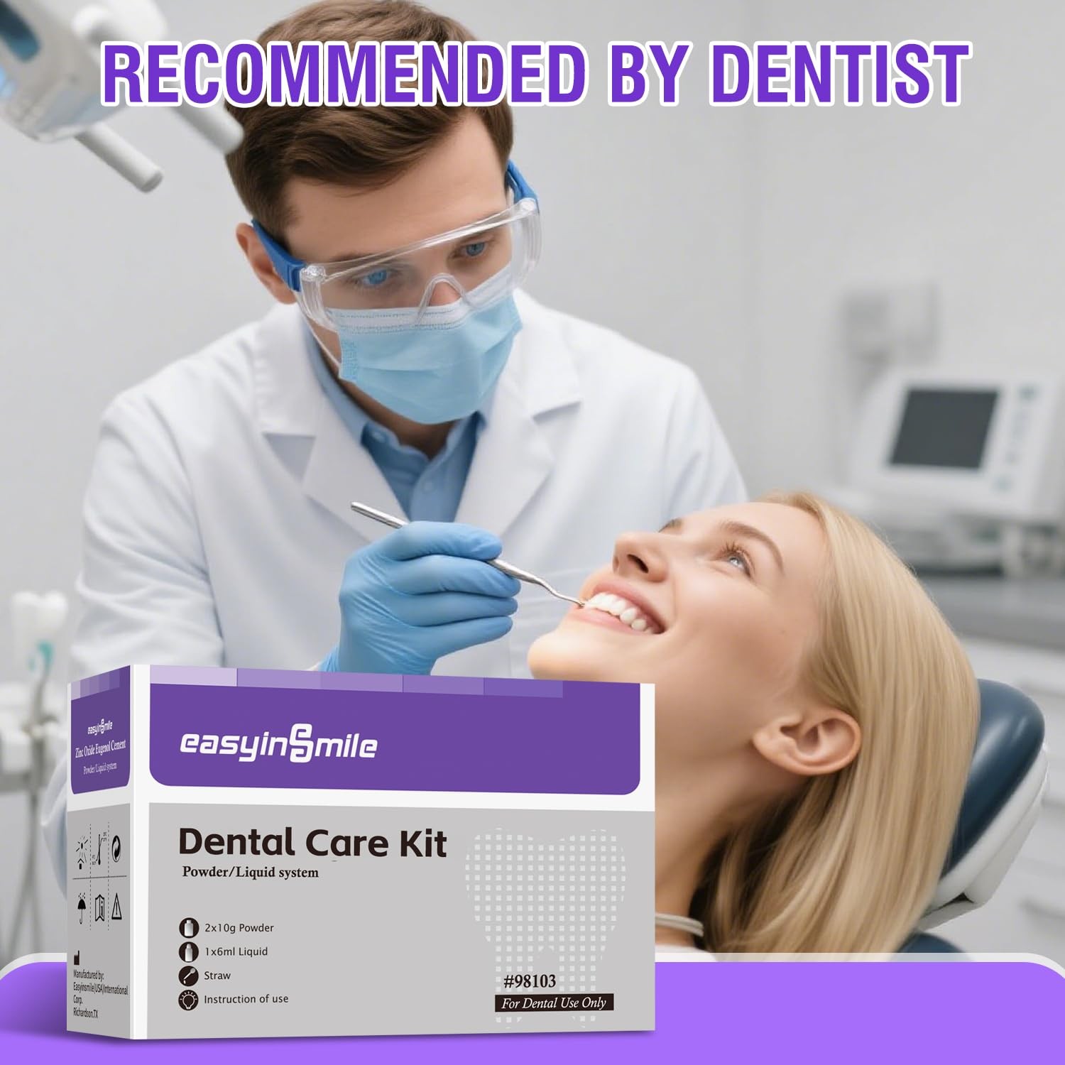 Dental Cement Temporary Tooth Repair Kit for Broken Teeth, Zinc Oxide Eugenol Gl