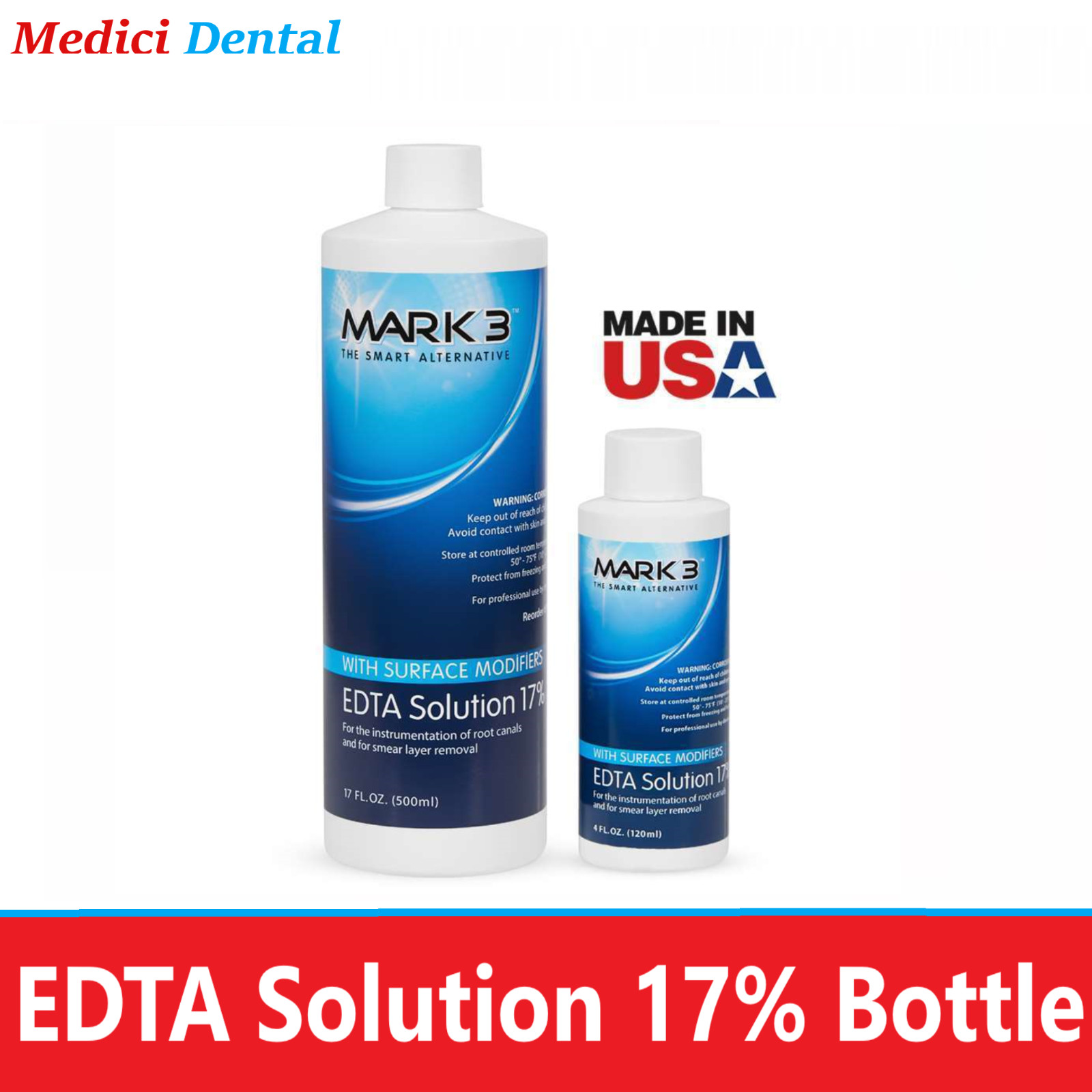 Mark3 Dental EDTA Solution 17% with Surface Modifiers (4oz or 17oz) Made in USA