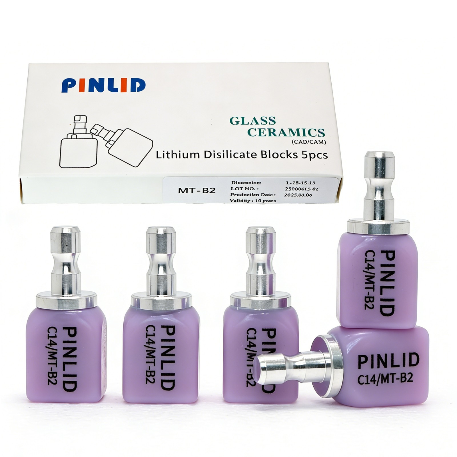 US MT C14 Lithium Disilicate Block Dental CAD/CAM Glass Ceramic 5Pc/Pk For CEREC