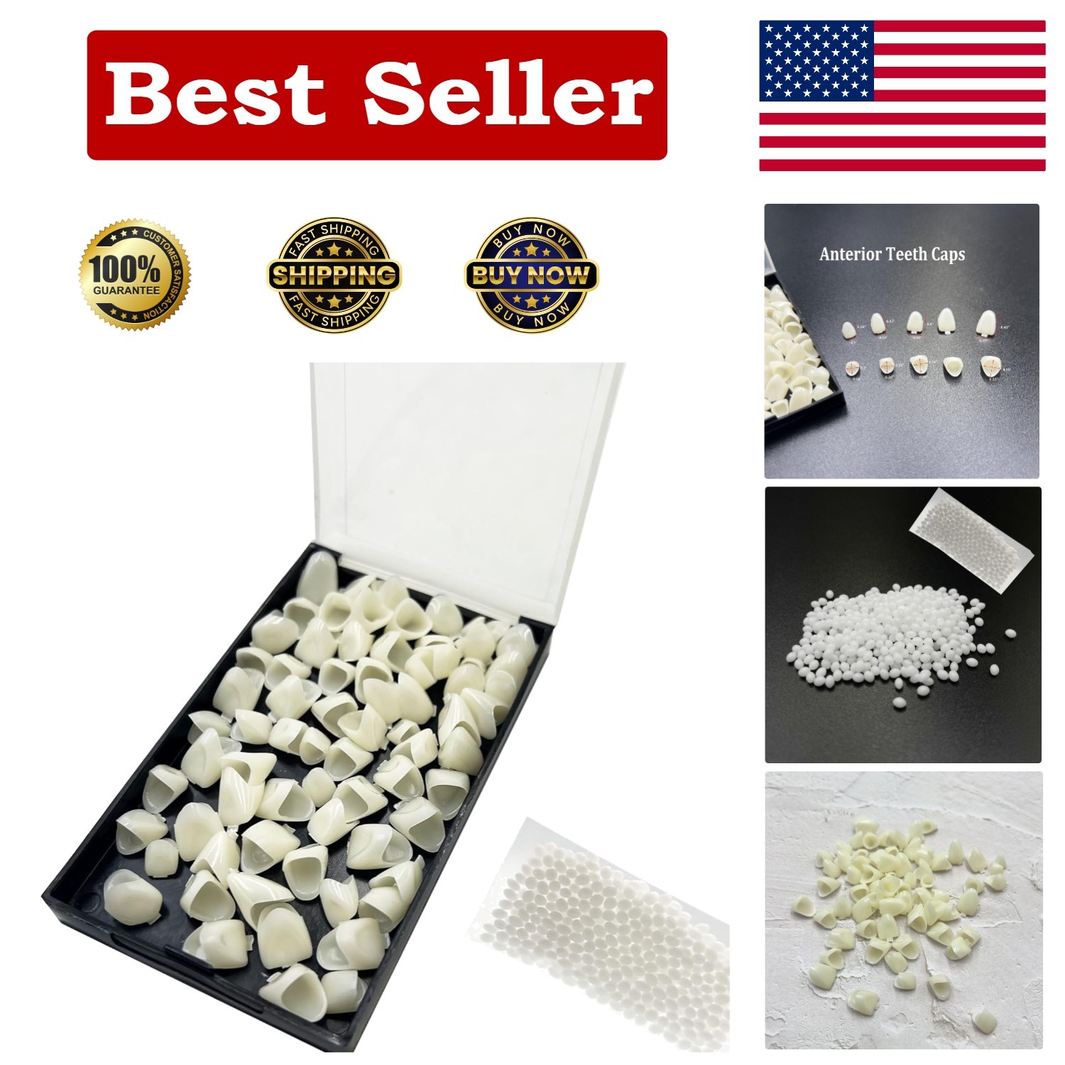 1 Box False Teeth Crown Repair Kit Dental Anterior Veneers Fake Tooth Cap Crown