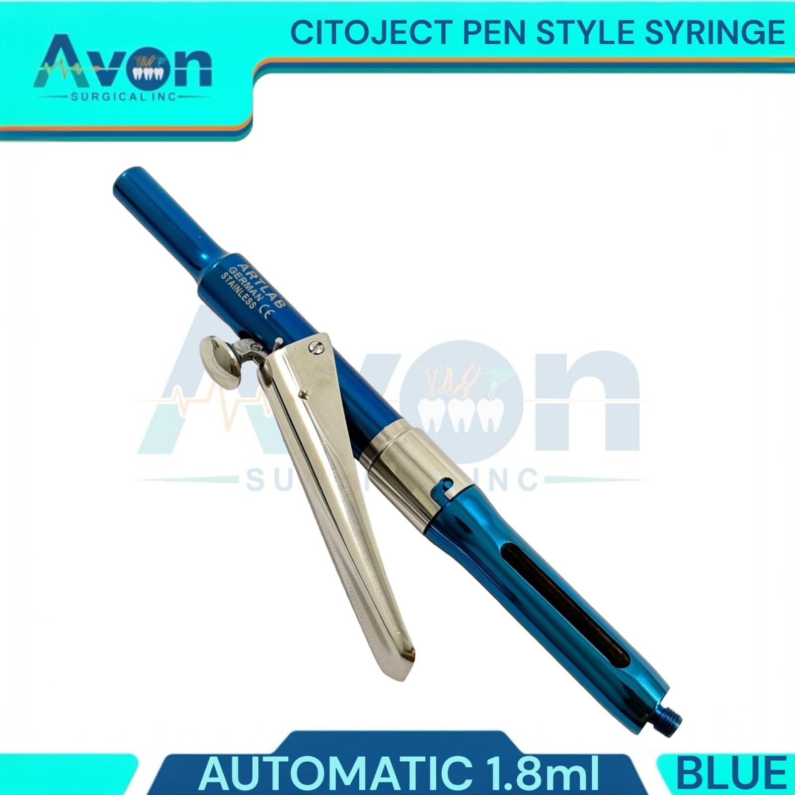3PK Dental Anthestetic Pen Syringe 1.8mL, Multicolor+Brown+Blue, Stainless