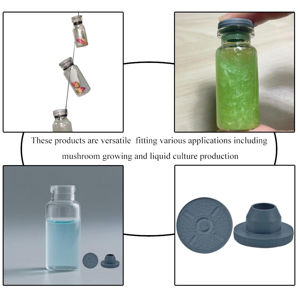 50 Pieces Mushroom Self Healing Injection Ports Vial Rubber Stoppers Injectio…
