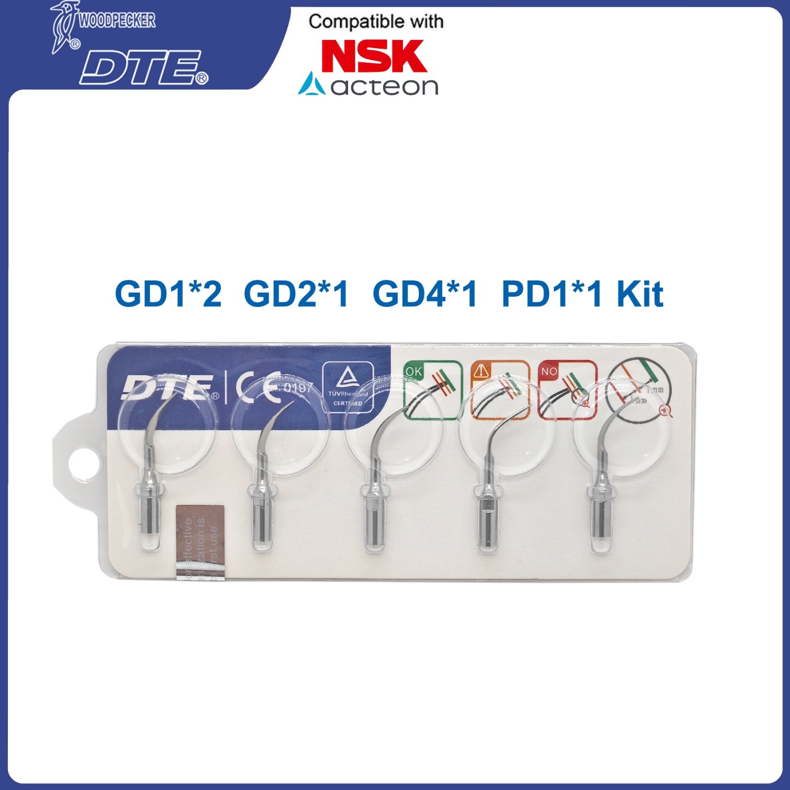 US Original Woodpecker DTE Dental Scaler Tips Scaling Tip GD1 GD2 GD4 PD1 PD3