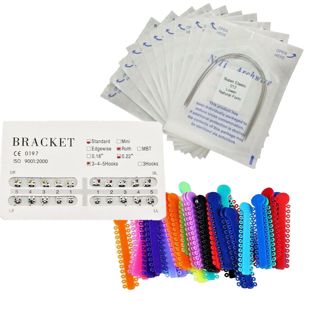 Dental Orthodontic Braces Kit – 0.022 Roth Brackets NiTi Arch Wire Ligature Ties