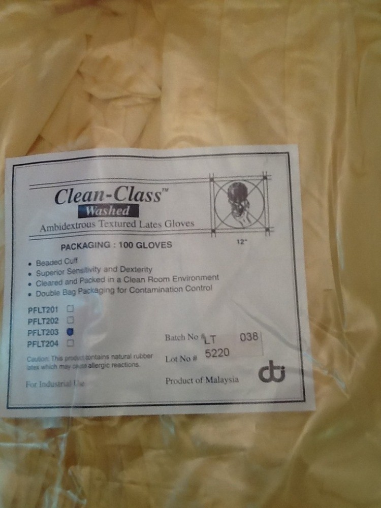 100 CLEAN-CLASS AMBIDEXTROUS TEXTURED LATEX GLOVES LARGE Industrial PFLT203 50pr