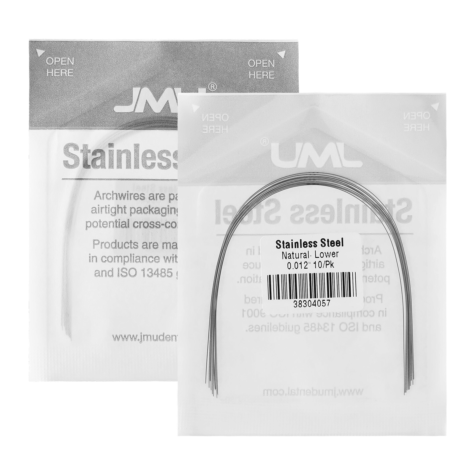100PCS JMU Ortho Archwire Stainless Steel Natural Round 0.012-0.020″ Upper/Lower
