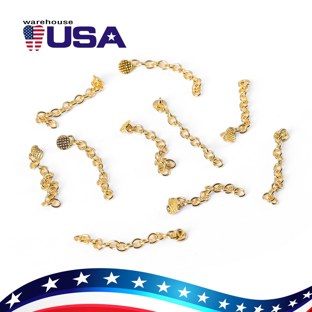 Dental Orthodontic Lingual Button Chain (Gold) Mono Round Mesh Base 10Pcs/Pack