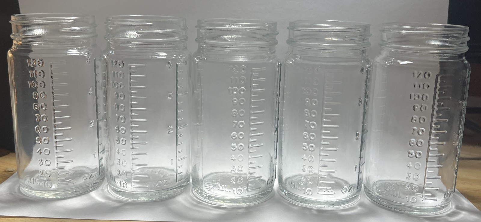 QUOPAK Glass Graduated Glass Beaker – Wide Mouth Jar – 120mL 4 Ounce – Lot Of 5