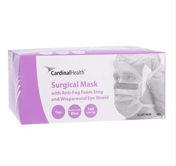 👑⭐ Cardinal Health AT74635 Level 3 Surgical Mask With Eye Shield New Box Of 25