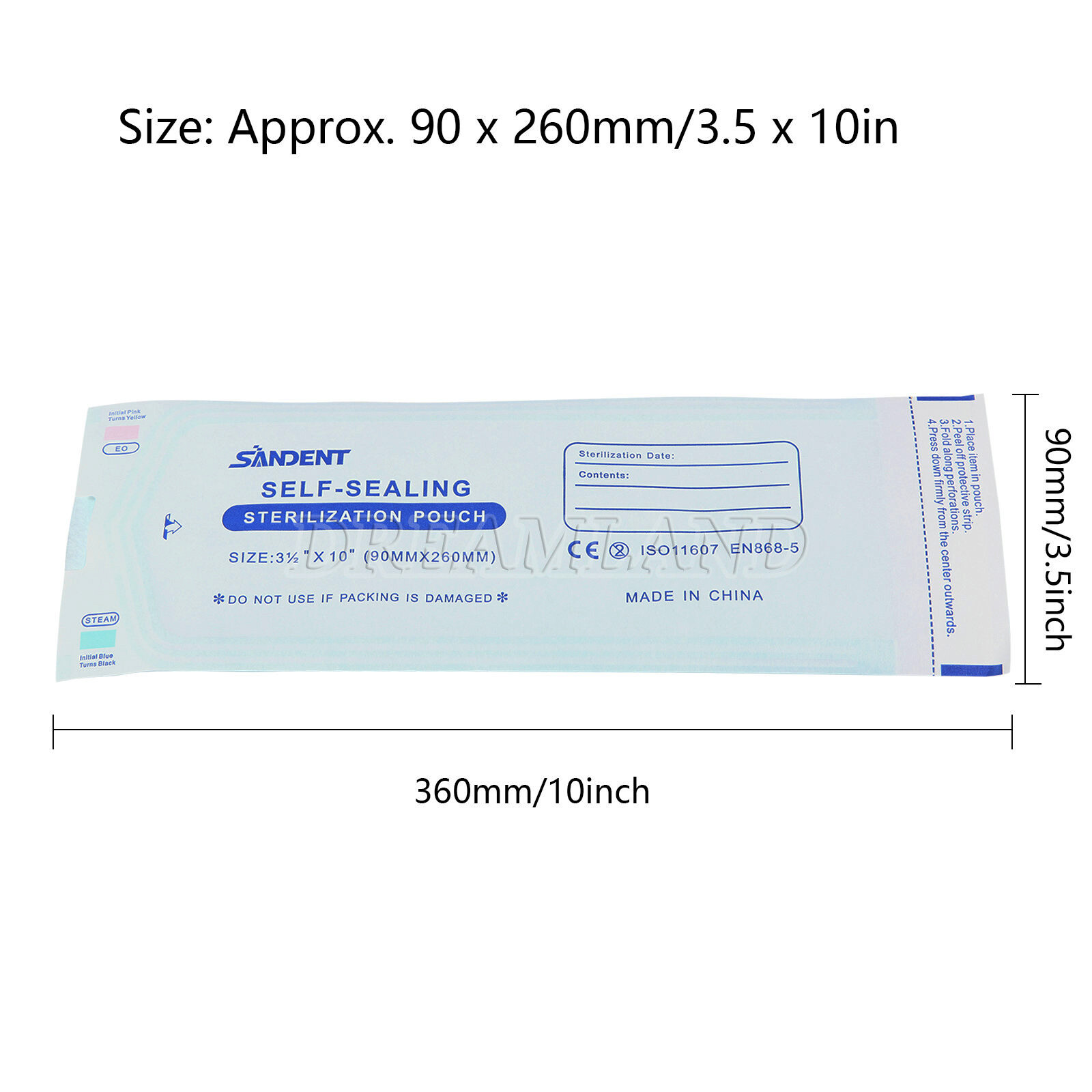 3.5″ x 10″ Self-Sealing Sterilization Pouches for Autoclave (1 Box of 200)