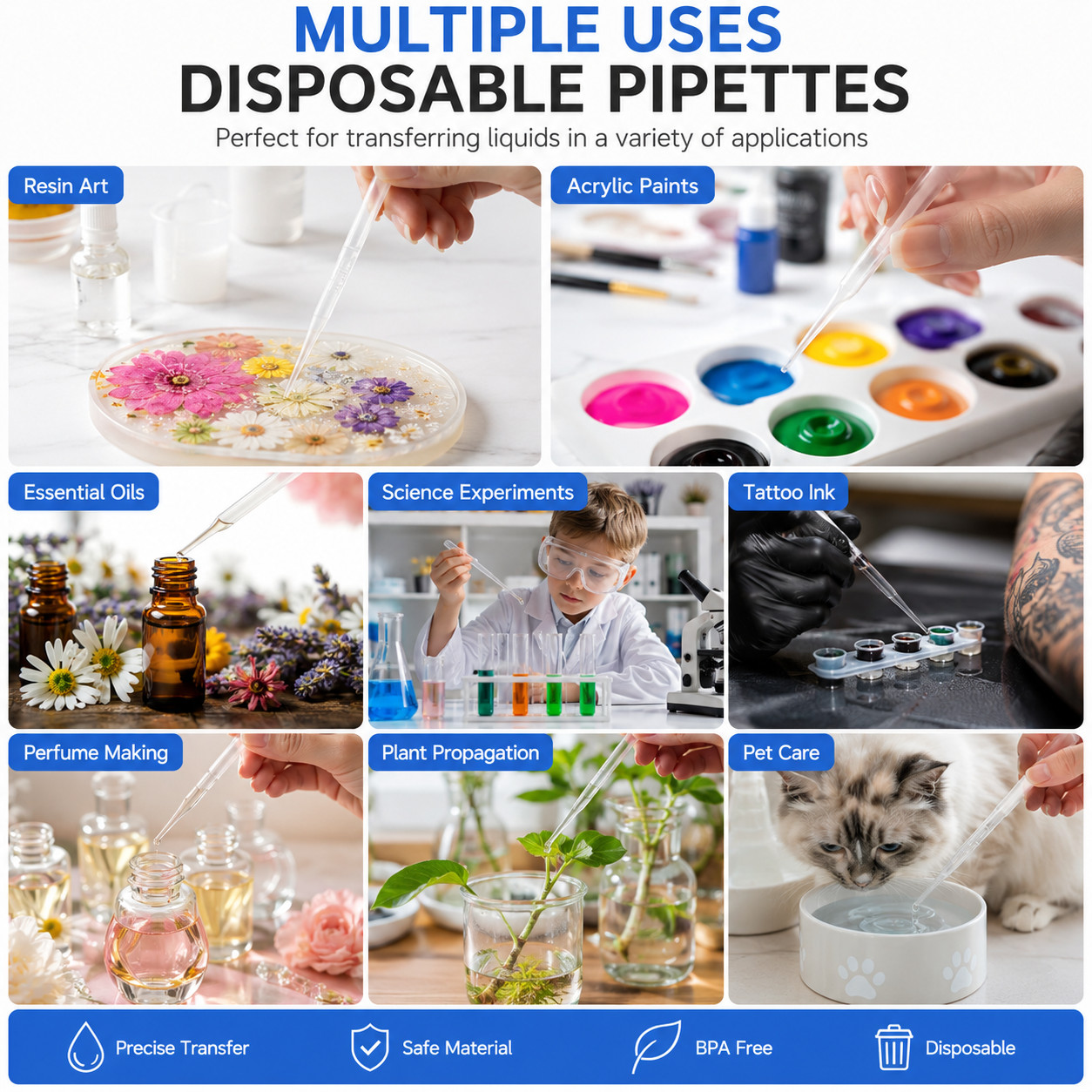 100 PCS 3ML Dropper Pipettes Essential Oil Transfer, Disposable Plastic Dropper