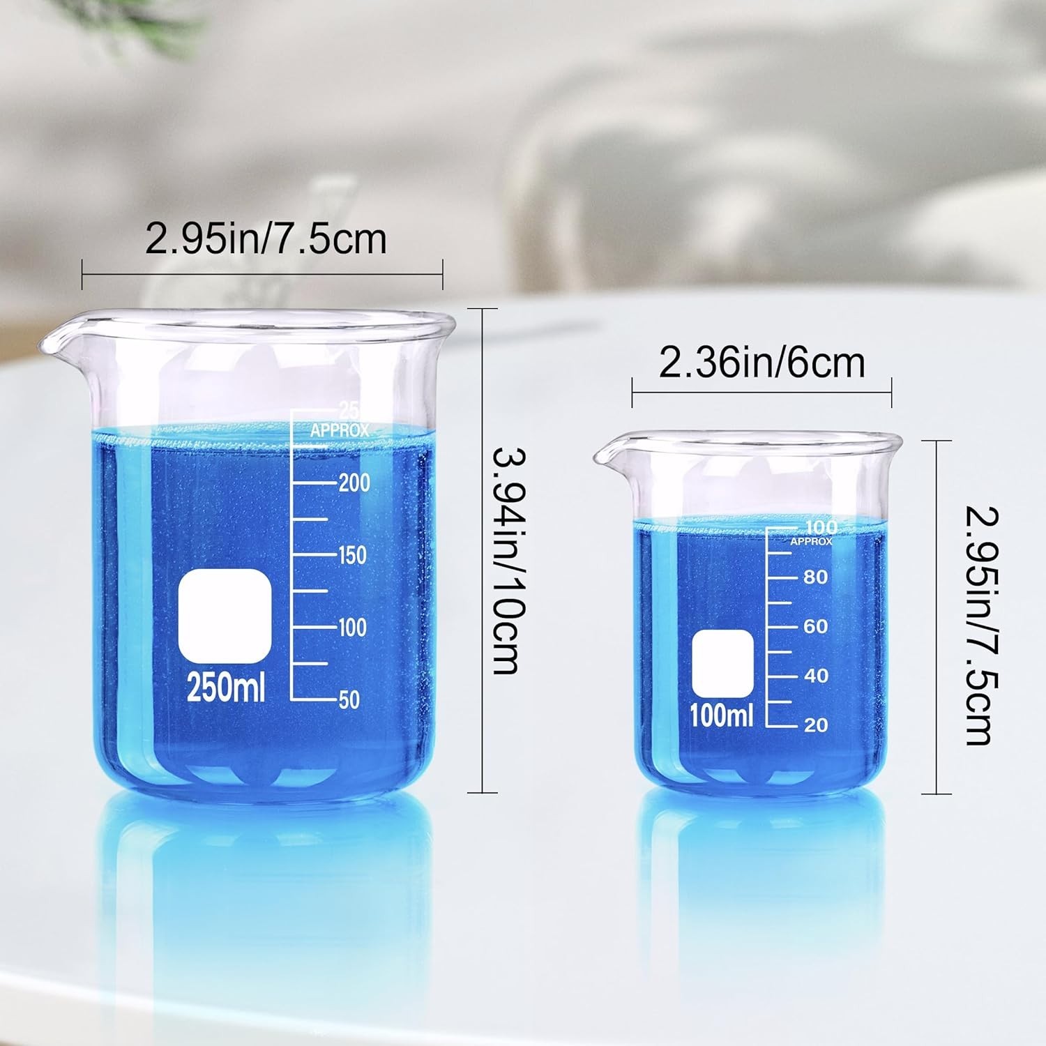 Borosilicate Glass Beaker Set – 5 Sizes for Lab, Classroom, or Home Use