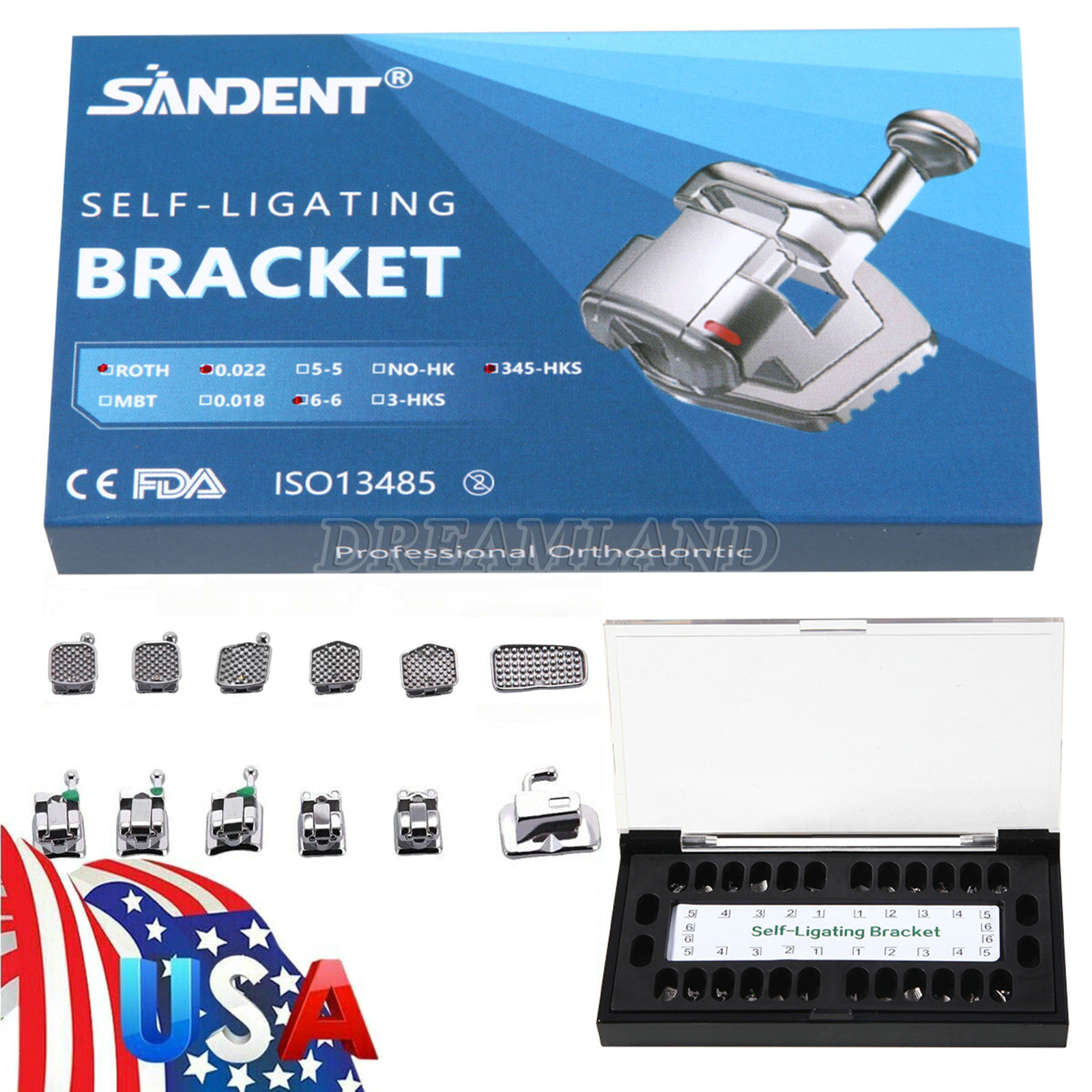 Dental orthodontic Self-ligating bracket Braces MINI ROTH.022 Hook 345