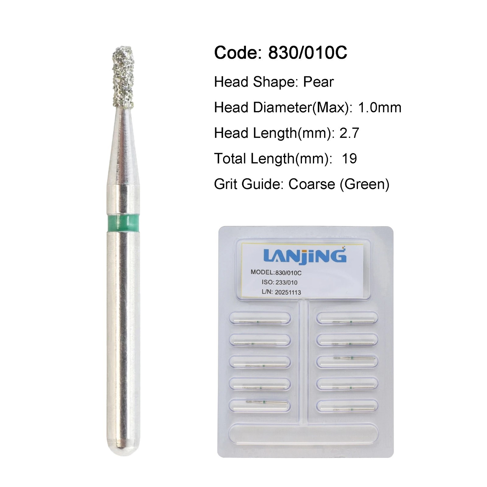 Dental Diamond Burs FG Surgical Long Round Taper High Speed Bur 850 856 Pear 330